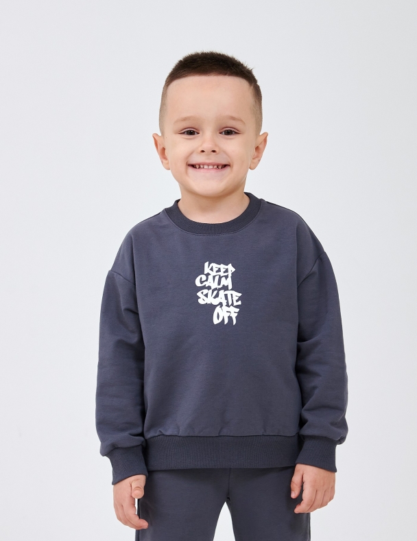 Детское худи для мальчика от 2 до 14 лет 95% cotton Eco Полотно Stretch French Terry Мягкое и Стильное для мальчика SMIL 116721-1 Темно-серый - изображение 4