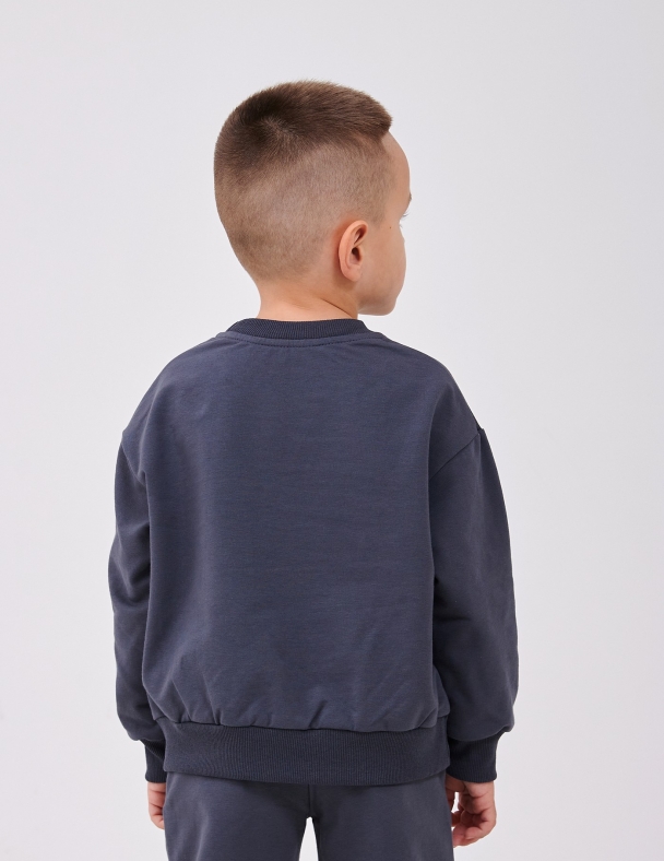 Детское худи для мальчика от 2 до 14 лет 95% cotton Eco Полотно Stretch French Terry Мягкое и Стильное для мальчика SMIL 116721-1 Темно-серый - изображение 5