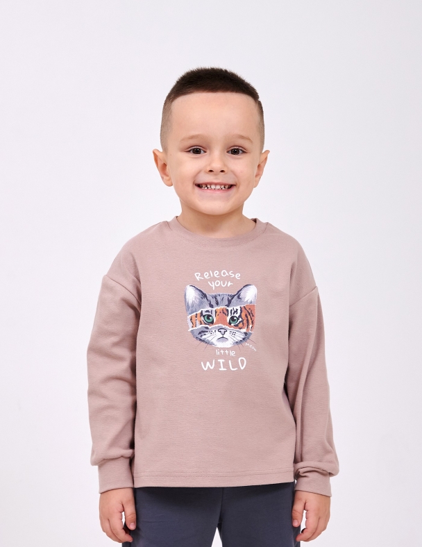 Детское худи для мальчика от 2 до 6 лет 95% cotton Eco Полотно Stretch Rib knit Тянется и Мягкое для мальчика SMIL 116750-1 Бежевый - изображение 1