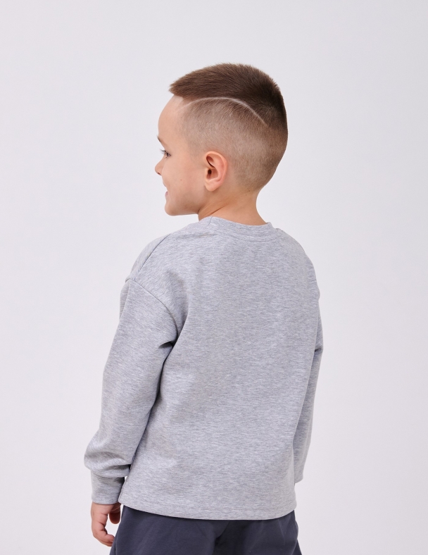 Детское худи для мальчика от 2 до 6 лет 95% cotton Eco Полотно Stretch Rib knit Тянется и Мягкое для мальчика SMIL 116750-1 Светло-серый меланж - изображение 2