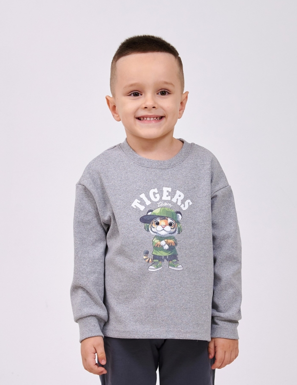 Детское худи для мальчика от 2 до 6 лет 95% cotton Eco Полотно Stretch Rib knit Тянется и Мягкое для мальчика SMIL 116750-1 Серый - изображение 1