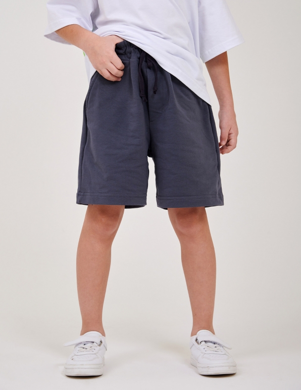 Детские шорты для мальчика от 7 до 16 лет 95% cotton Eco Полотно Stretch French Terry Завязки Карманы  для мальчика SMIL 112501-1 Темно-серый - изображение 1
