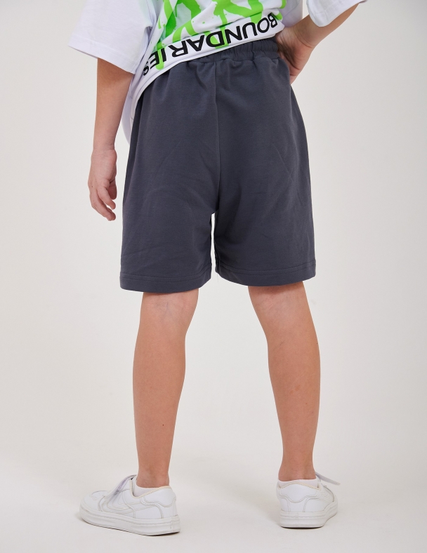 Детские шорты для мальчика от 7 до 16 лет 95% cotton Eco Полотно Stretch French Terry Завязки Карманы  для мальчика SMIL 112501-1 Темно-серый - изображение 2