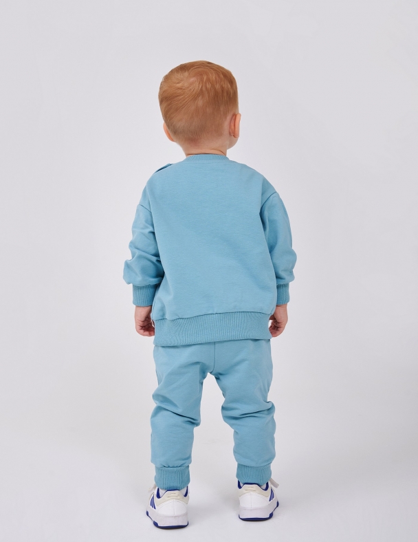 Комплект для мальчика (худи+штаны) для мальчика SMIL 117526-1-2s Сине-бирюзовый - изображение 2