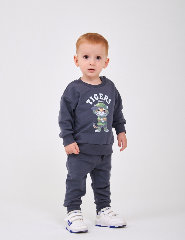 Комплект для мальчика (худи+штаны) для мальчика SMIL 117526-1-2s Темно-серый - изображение 1