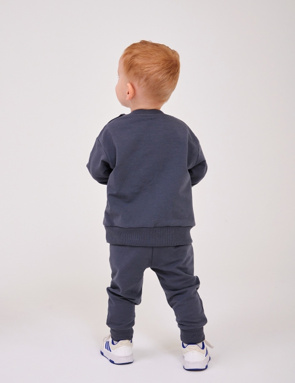 Комплект для мальчика (худи+штаны) для мальчика SMIL 117526-1-2s Темно-серый - изображение 2