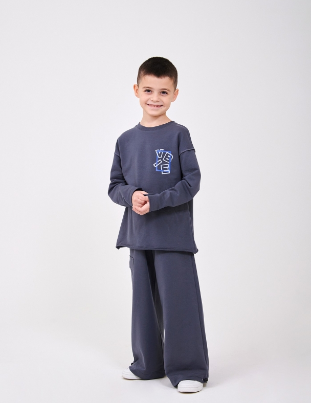 Комплект для мальчика (худи+штаны) для мальчика SMIL 117528-1-2s Темно-серый - изображение 1