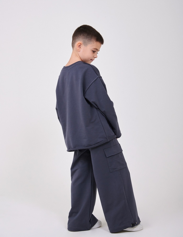Комплект для мальчика (худи+штаны) для мальчика SMIL 117528-1-2s Темно-серый - изображение 2