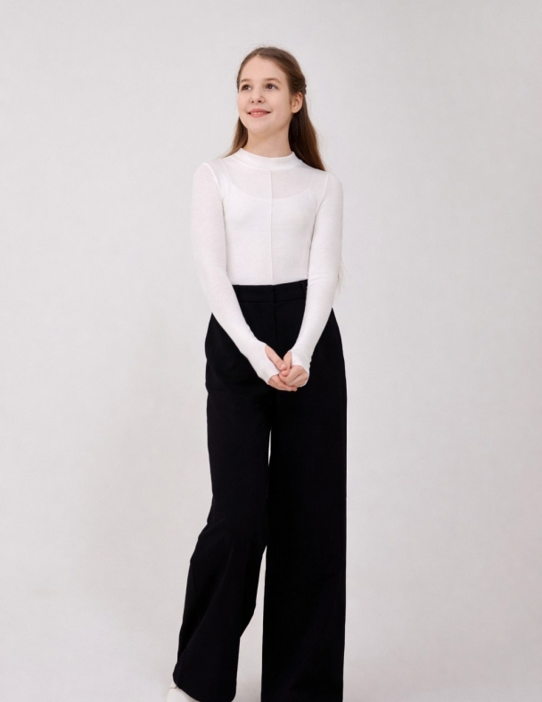 Детский лонгслив для девочки от 11 до 16 лет 95% cotton Eco Stretch Viscose Мягкий и Тянется для девочки SMIL 114220-1 Молочный - изображение 2