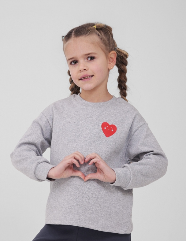 Детский свитшот для девочки от 1 до 6 лет 95% cotton Eco Stretch Rib Knit Мягкий и Тянется для девочки SMIL 116754-1 Серый меланж - изображение 1