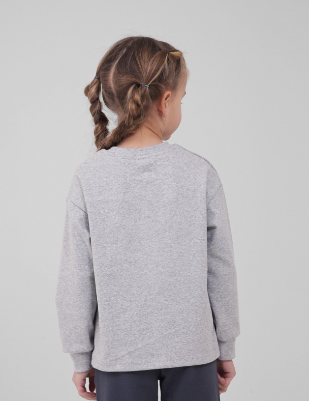 Детский свитшот для девочки от 1 до 6 лет 95% cotton Eco Stretch Rib Knit Мягкий и Тянется для девочки SMIL 116754-1 Серый меланж - изображение 2