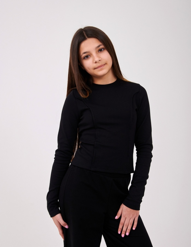 Лонгслів для дівчинки SMIL 114224 Чорний - изображение 1