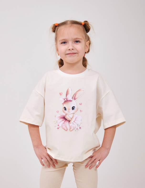 Футболка для дівчинки SMIL 110864-1-2s Кремовий - изображение 1
