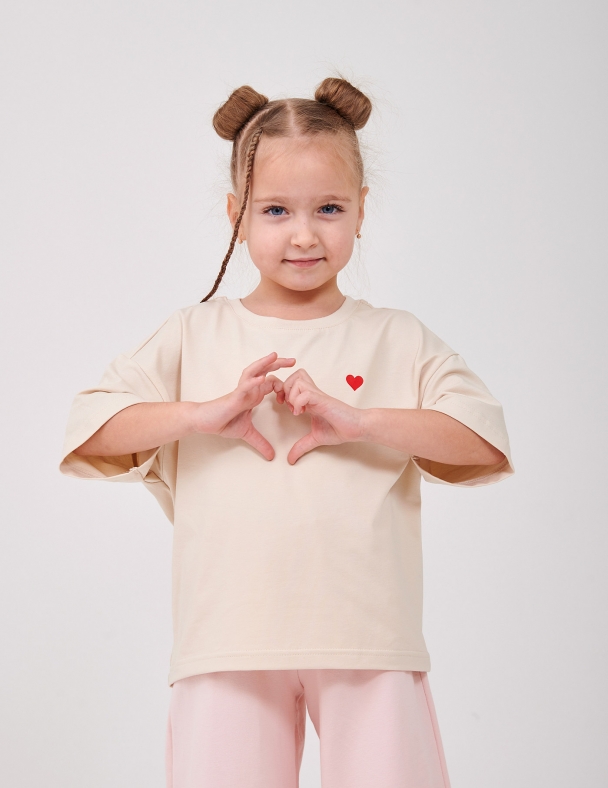Футболка для дівчинки SMIL 110864-1-2s Світло-бежевий - изображение 2