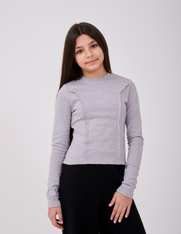 Лонгслів для дівчинки SMIL 114224-2s Сірий меланж - изображение 2
