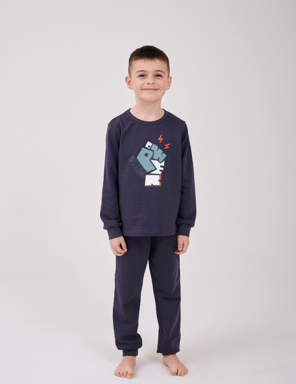 Дитяча піжама з начосом для хлопчика Розмір: від 122 до 164 см 100% cotton Premium футер для хлопчика SMIL 104773-1 Графітовий - изображение 1