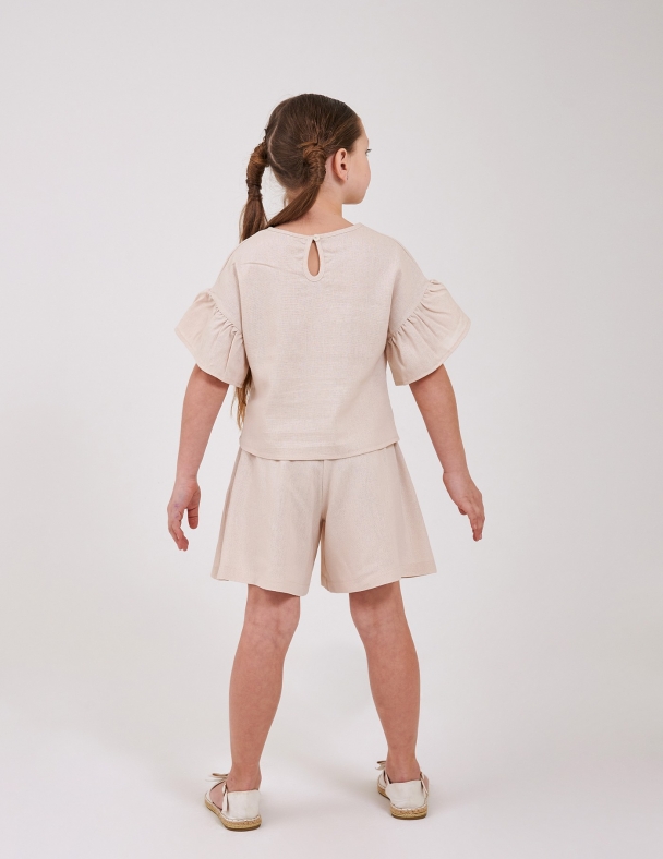 Топ з рукавами для дівчинки SMIL 110893-1 Кремово-бежевий - изображение 2