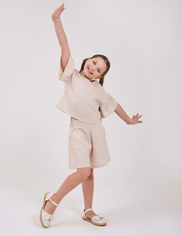 Топ з рукавами для дівчинки SMIL 110893-1 Кремово-бежевий - изображение 3