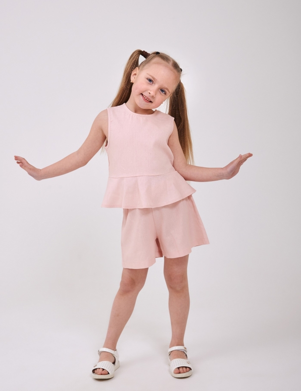 Комплект (топ+шорти) для дівчинки SMIL 113330-1-2s Рожева пудра - изображение 2