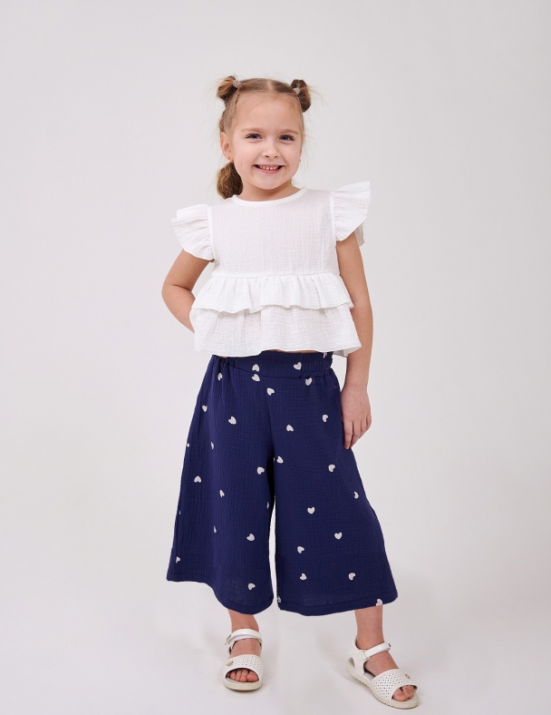 Брюки для дівчинки SMIL 115704-1 Малюнок серця на синьому - изображение 1