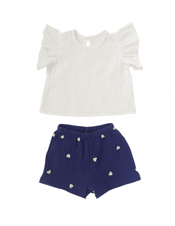 Комплект (футболка+шорти) для дівчинки SMIL 113356-1 Молочний - изображение 1