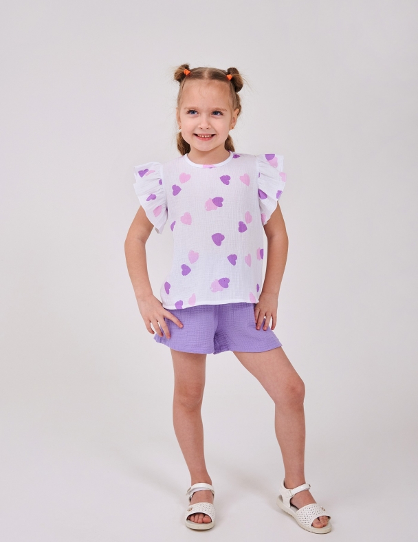 Комплект (футболка+шорти) для дівчинки SMIL 113356-1 Малюнок серце - изображение 1