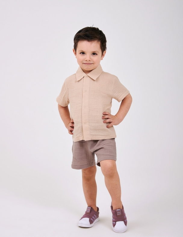 Комплект (футболка+шорти) для хлопчика SMIL 113337-1 Бежевий - изображение 1