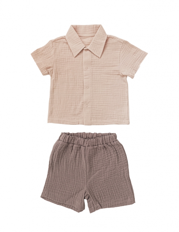 Комплект (футболка+шорти) для хлопчика SMIL 113336-1 Бежевий - изображение 1