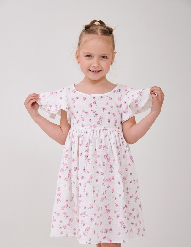 Платье для девочки SMIL 120485-1 Рисунок розовые цветы - изображение 2