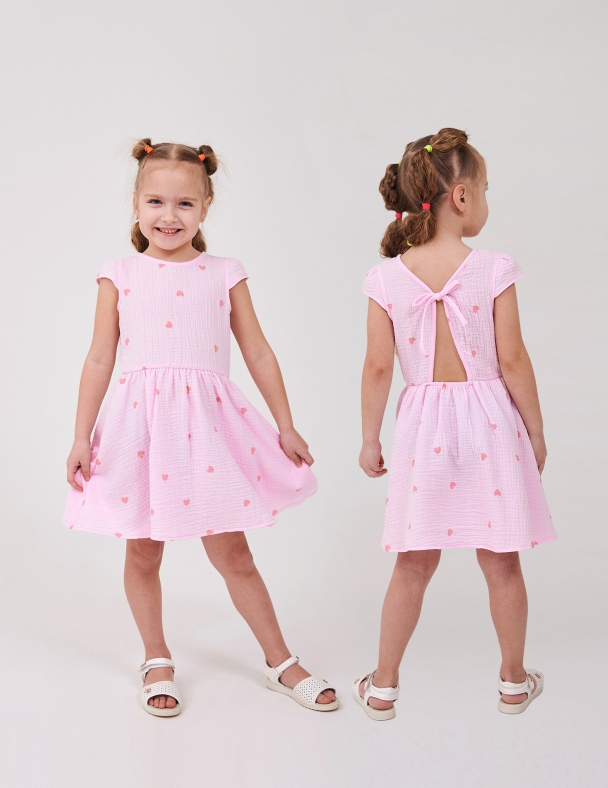 Сукня для дівчинки SMIL 120480-1 Малюнок серця на рожевому - изображение 1