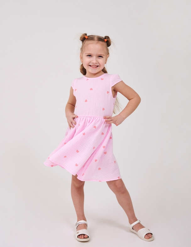 Сукня для дівчинки SMIL 120480-1 Малюнок серця на рожевому - изображение 3