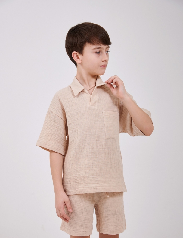 Сорочка для хлопчика SMIL 110908-1 Бежевий - изображение 1