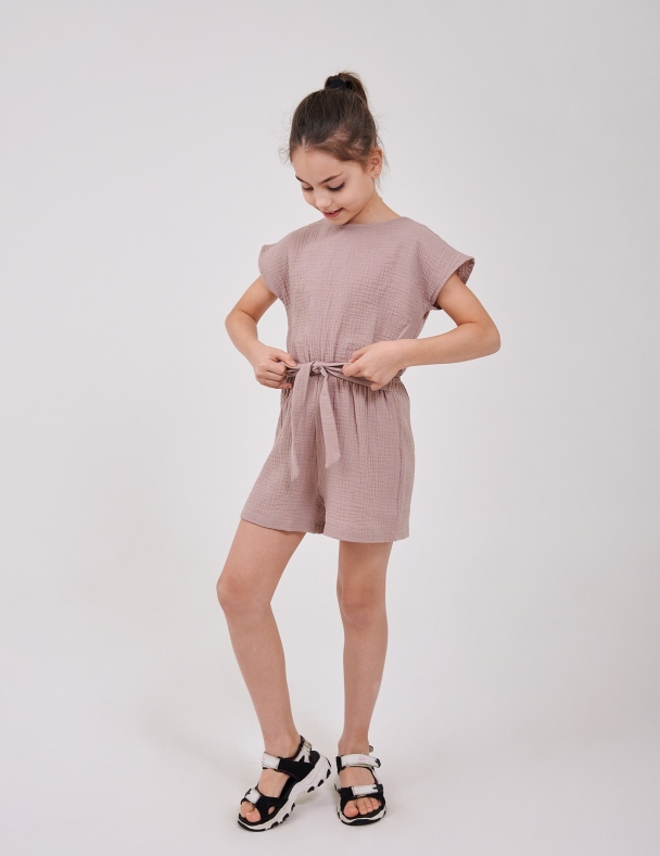 Комбинезон для девочки SMIL 108726-1-2s Кофейный - изображение 3