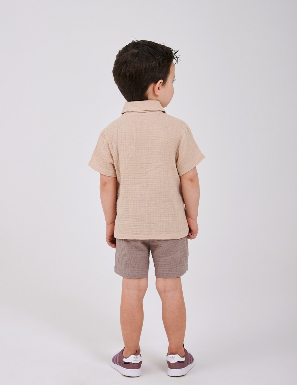 Комплект (футболка+шорты) для мальчика SMIL 113337-1-2s Бежевый - изображение 2