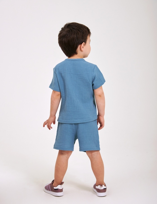 Комплект (футболка+шорти) для хлопчика SMIL 113339-1-2s Синій джинс - изображение 2
