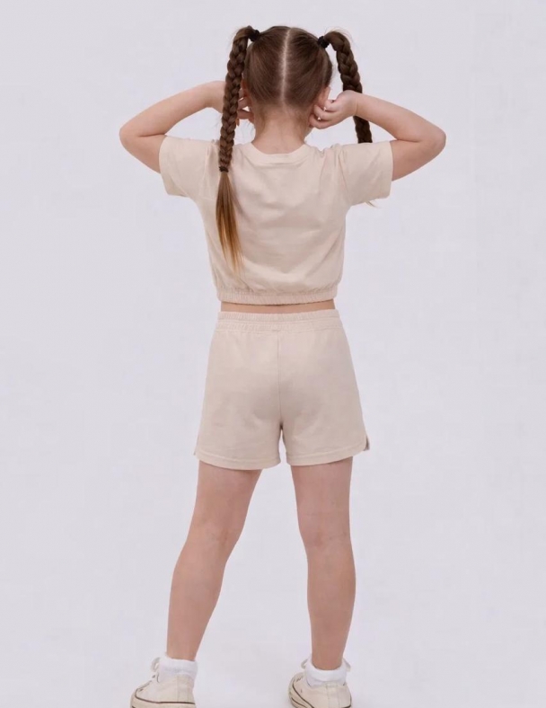 Комплект (футболка+шорти) для девочки SMIL 113348-1 Капучино - изображение 2