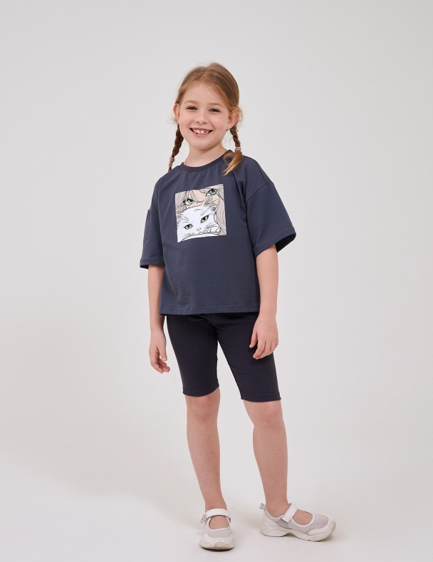 Футболка для девочки SMIL 110942-1 Графитовый - изображение 1