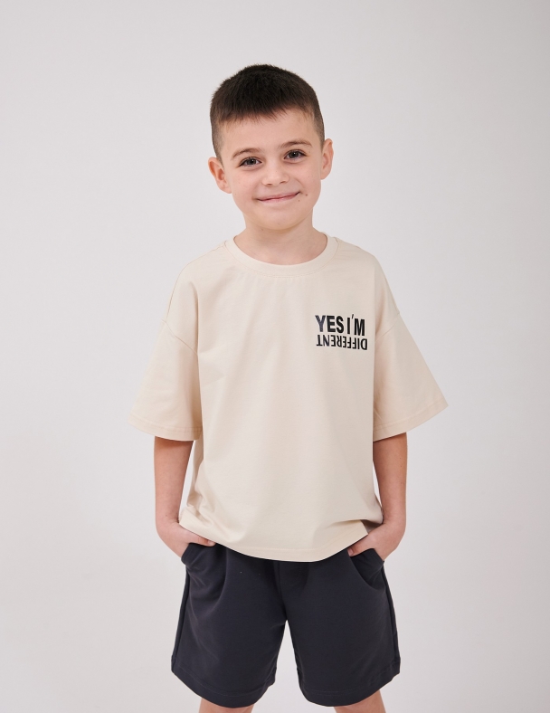 Футболка для мальчика SMIL 110916-1 Светло-бежевый - изображение 1