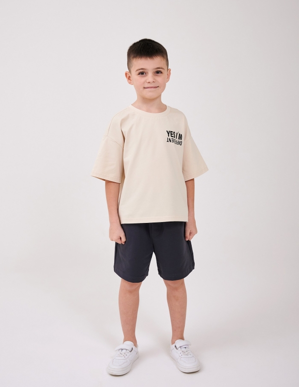 Футболка для мальчика SMIL 110916-1 Светло-бежевый - изображение 2