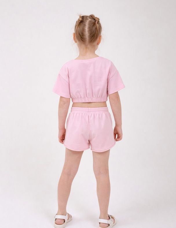 Комплект (футболка+шорти) для девочки SMIL 113345-1-2s Розовый - изображение 3