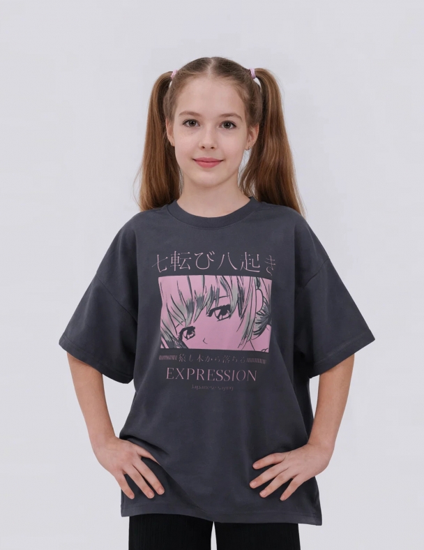 Футболка для девочки SMIL 110943-1-2s Графитовый - изображение 1