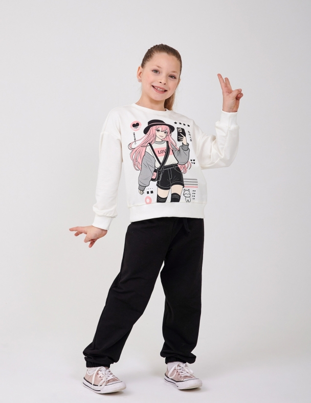 Свитшот для девочки SMIL 116712-1-2s Молочный - изображение 1