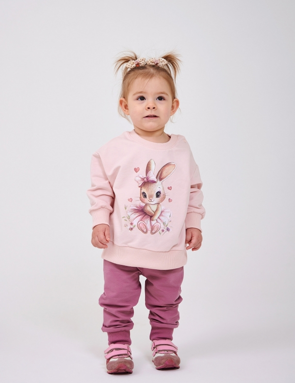 Костюм (свитшот+штаны) для девочки SMIL 117510-1-2s Нежно-розовый - изображение 1