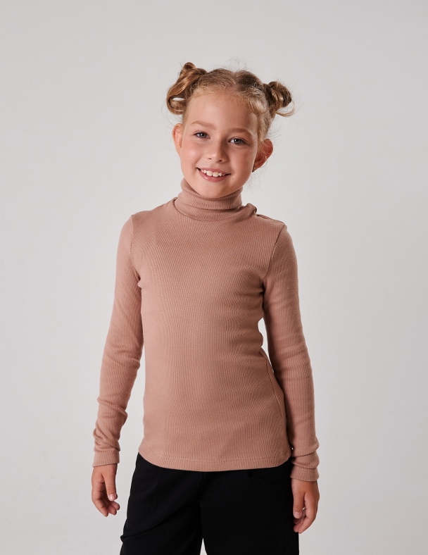 Гольф с отворотом для девочки SMIL 114203-1 Кофе с молоком - изображение 1