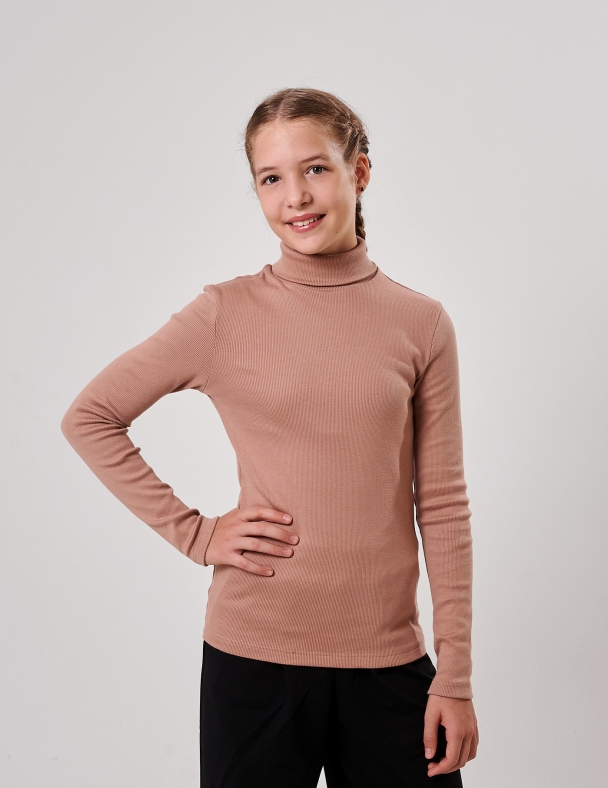 Гольф с отворотом для девочки SMIL 114204-1 Кофе с молоком - изображение 1