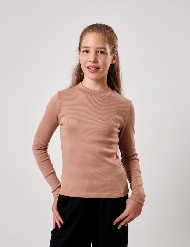 Футболка с длинным рукавом для девочки SMIL 114205-1 Кофе с молоком - изображение 1