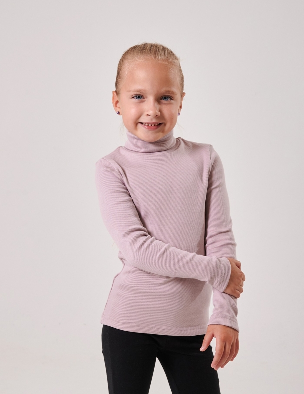 Гольф с отворотом для девочки SMIL 114202-1 Серо-розовый - изображение 1
