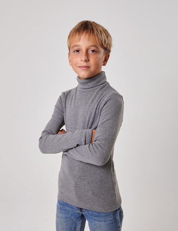 Гольф з відворотом для хлопчика SMIL 114211-1 Темно-сірий меланж - изображение 1