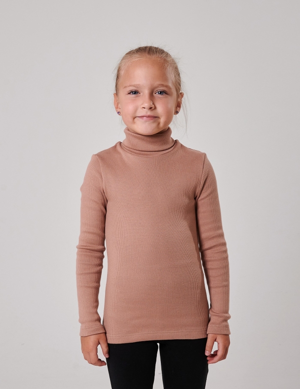 Гольф с отворотом для девочки SMIL 114202-1-2s Кофе с молоком - изображение 1