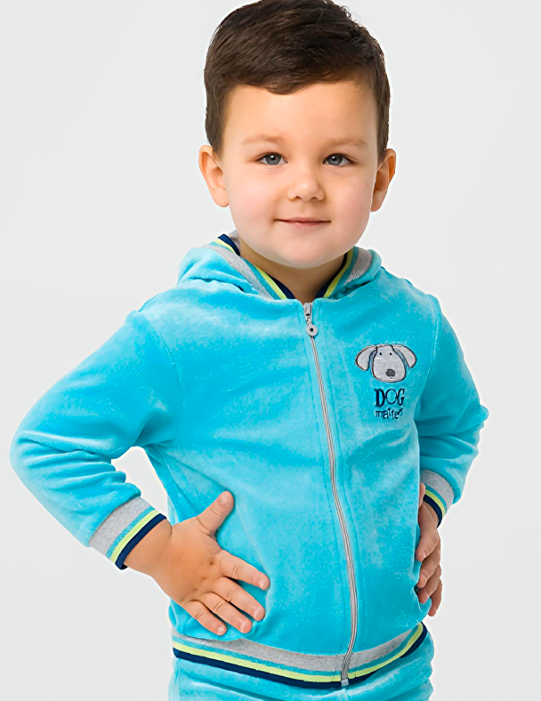 Детская куртка для мальчика из Велюра Тепло и комфортно  для мальчика SMIL 117267 Бирюзовый - изображение 1